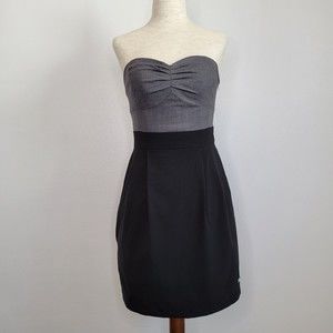 Aritzia Wilfred Size 4 Grey/Black Colorblock Sleeveless Wool Pencil Mini Dress